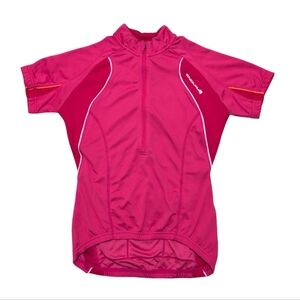 Endura Cycling Jersey Red Three Back Pockets Half Zip Reflective Size XS